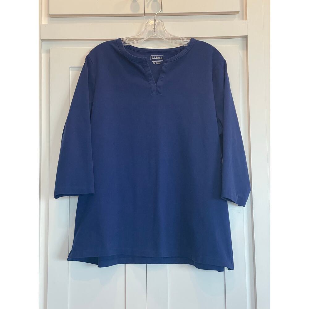L.L. Bean Navy 3/4 length sleeve 100% Cotton pullover 3X plus - Picture 11 of 11